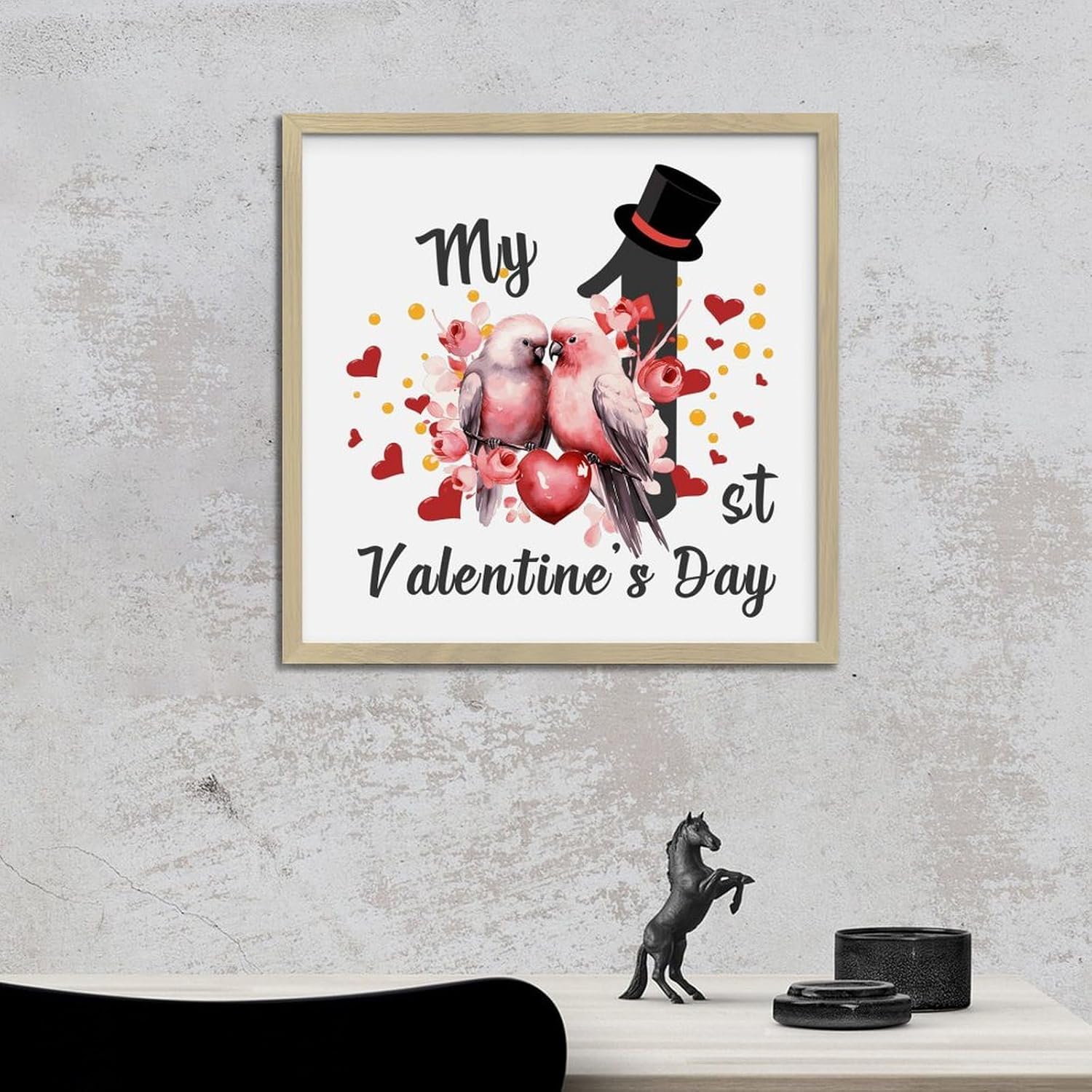 My 1st Valentines Day Birds Wall Decor Wood Sign