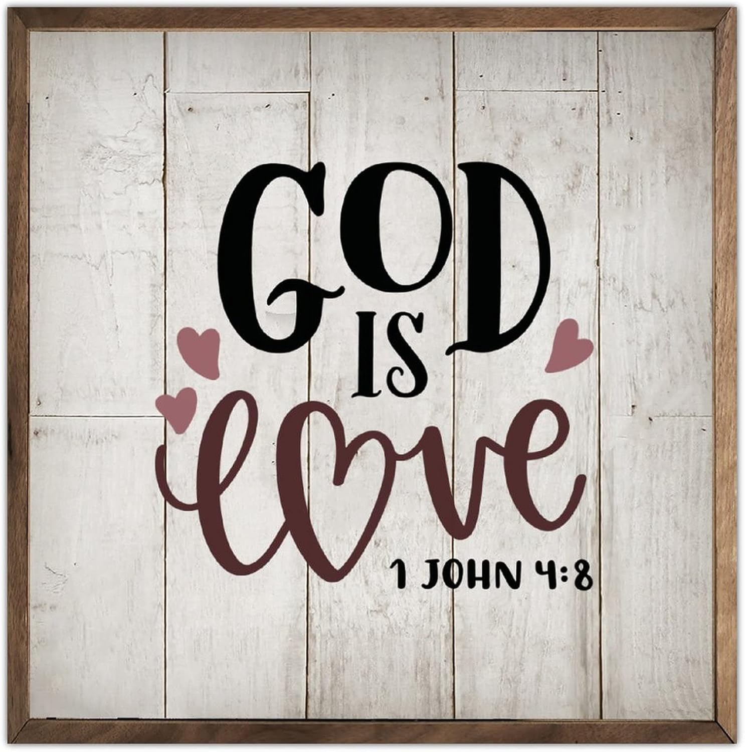 God Is Love Frame Wood Sign 1 John 4 8 Christian Wall Art