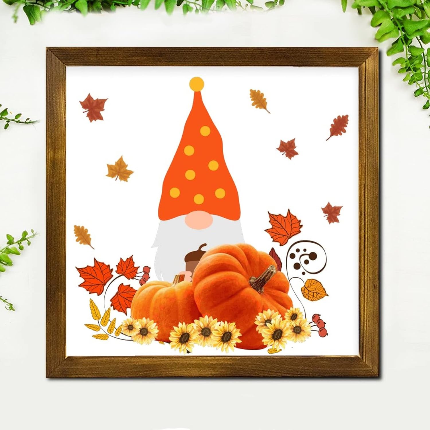 Autumn Pumpkin Gnome Wall Decor 12x12 Inch