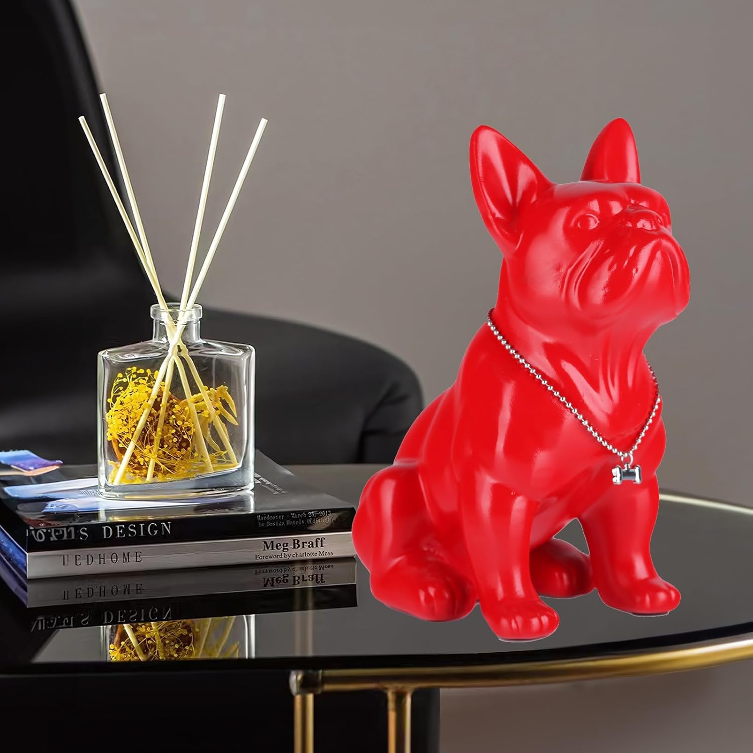 French Bulldog Metal Statue - 9in Red