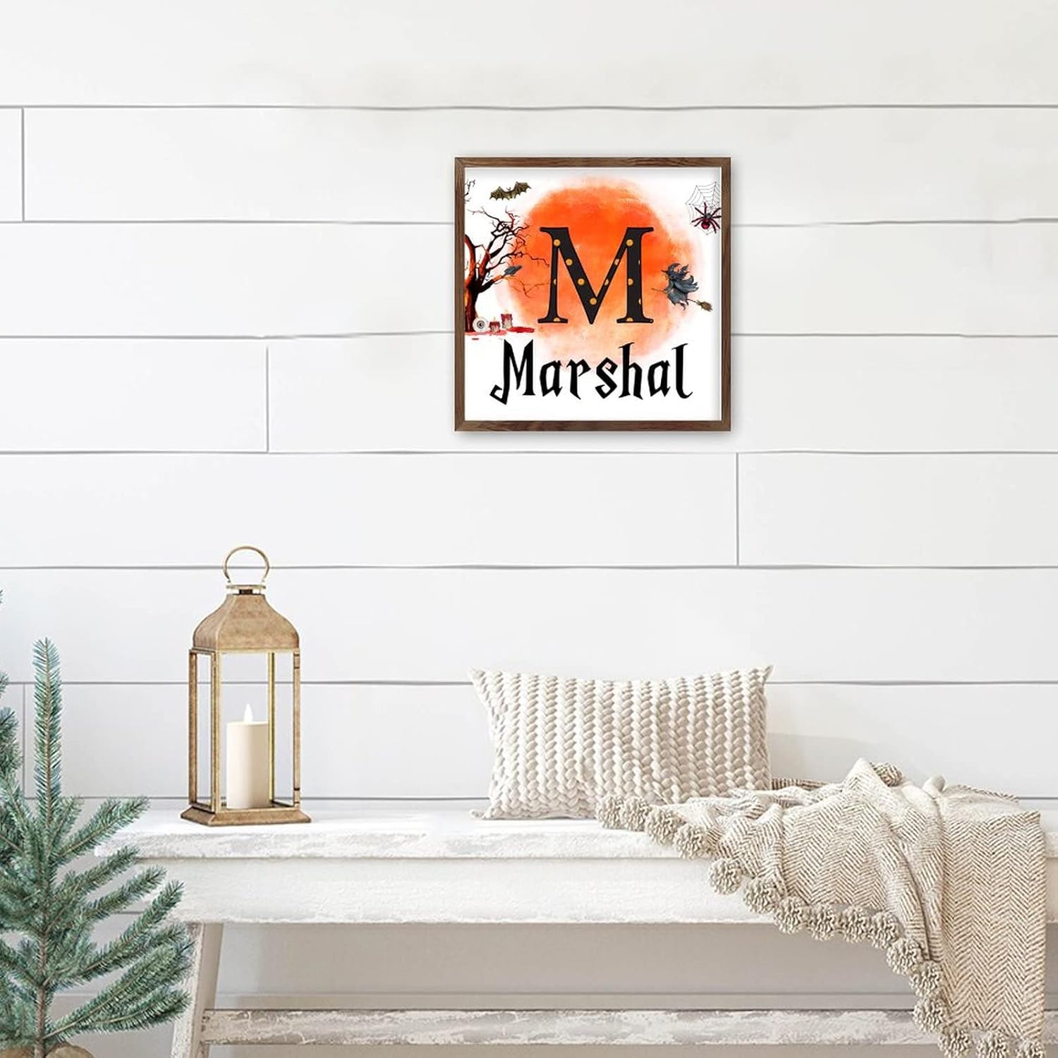 COCOKEN Halloween Name Letter Wooden Wall Art