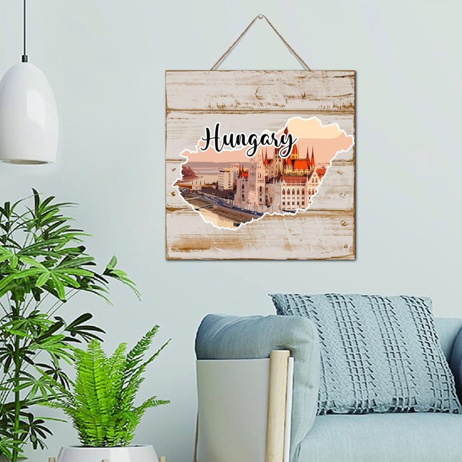 Hungary City Landmarks Wood Wall Plaque Sign 12x12 Inch