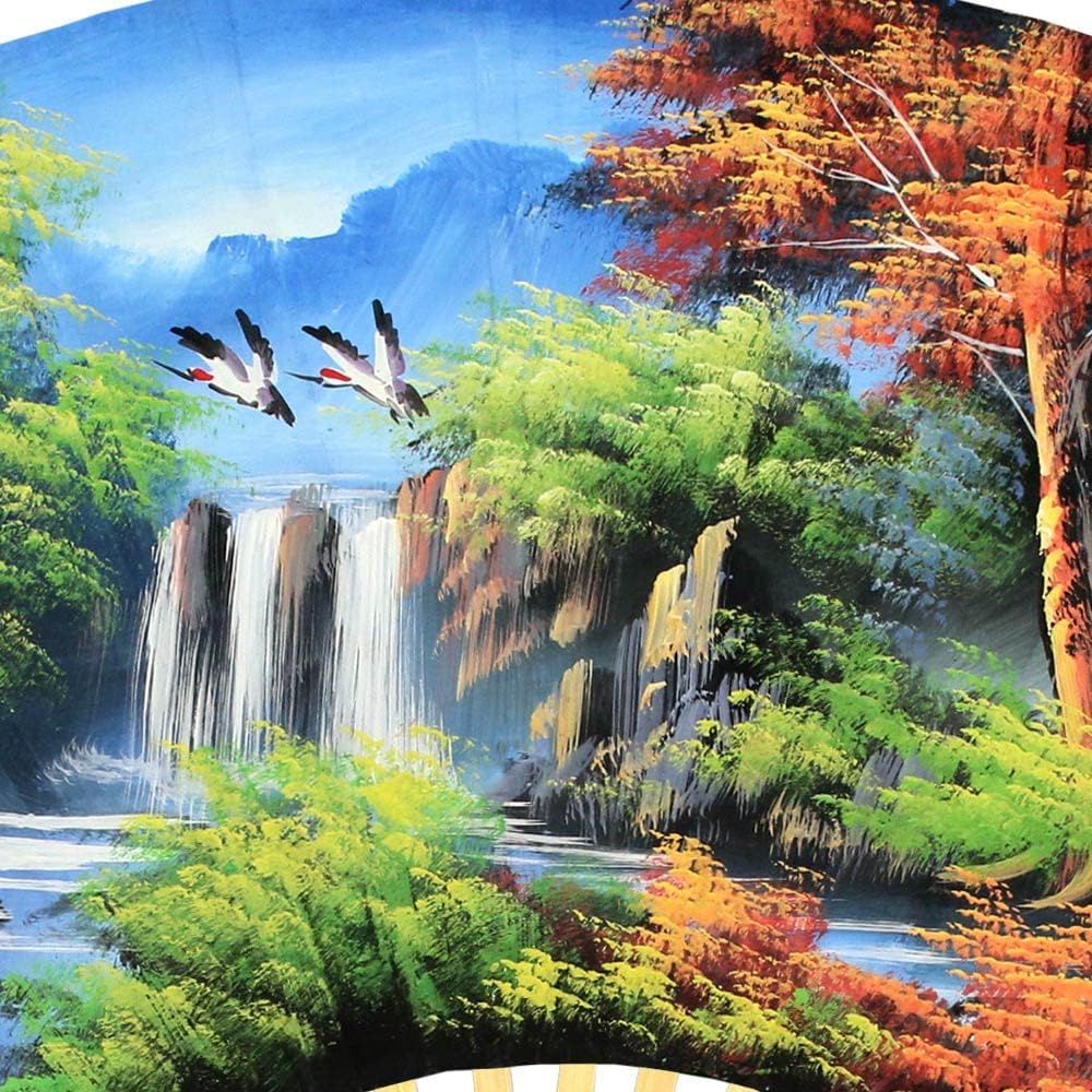 Japanese Autumn Folding Wall Fan Hand-painted Art 40 inch wide