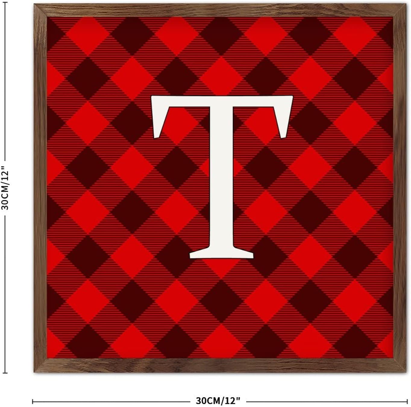 Wadcall Rustic Wall Art Initial Letter T Wooden Plaque Sign 12x12 Inch