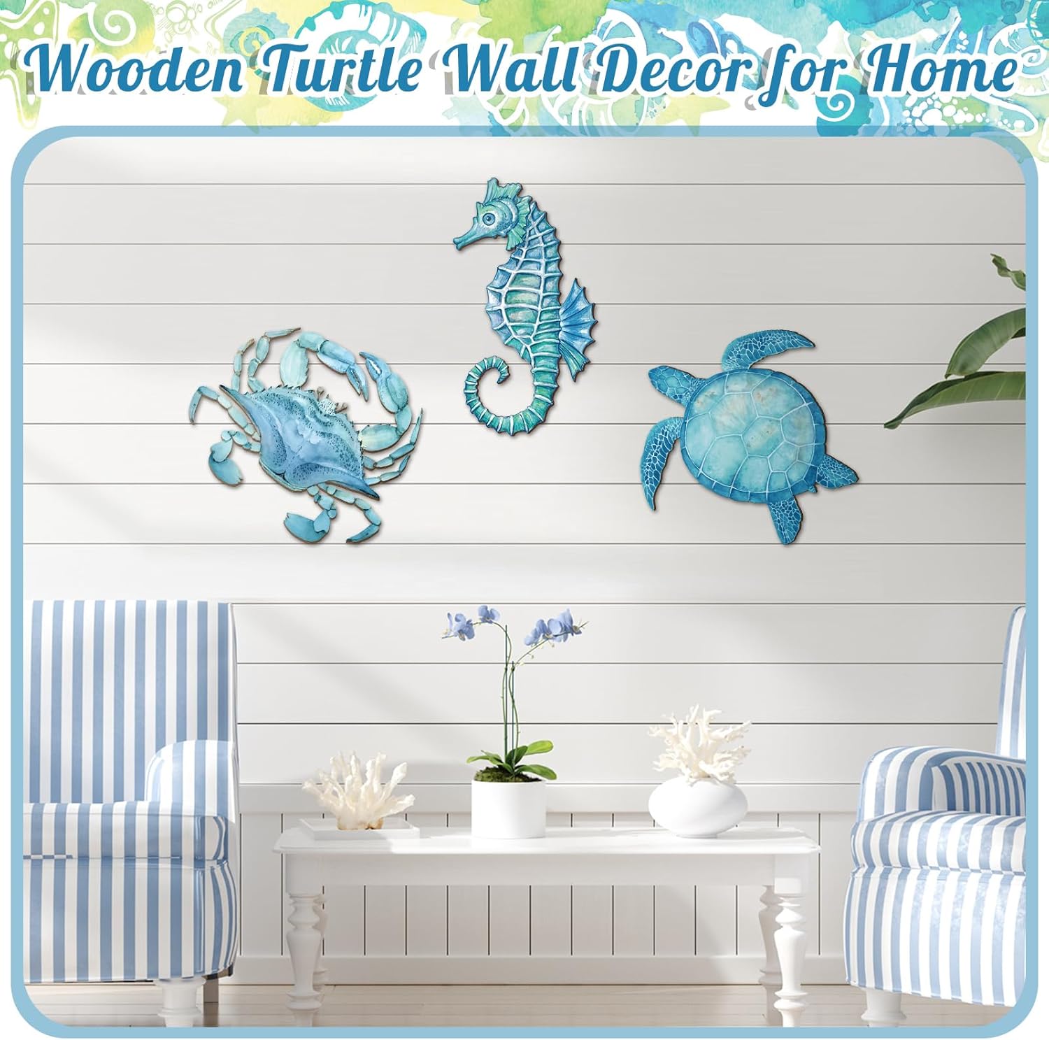 3 Pcs Ocean Style Wall Decor Sea Life Collection