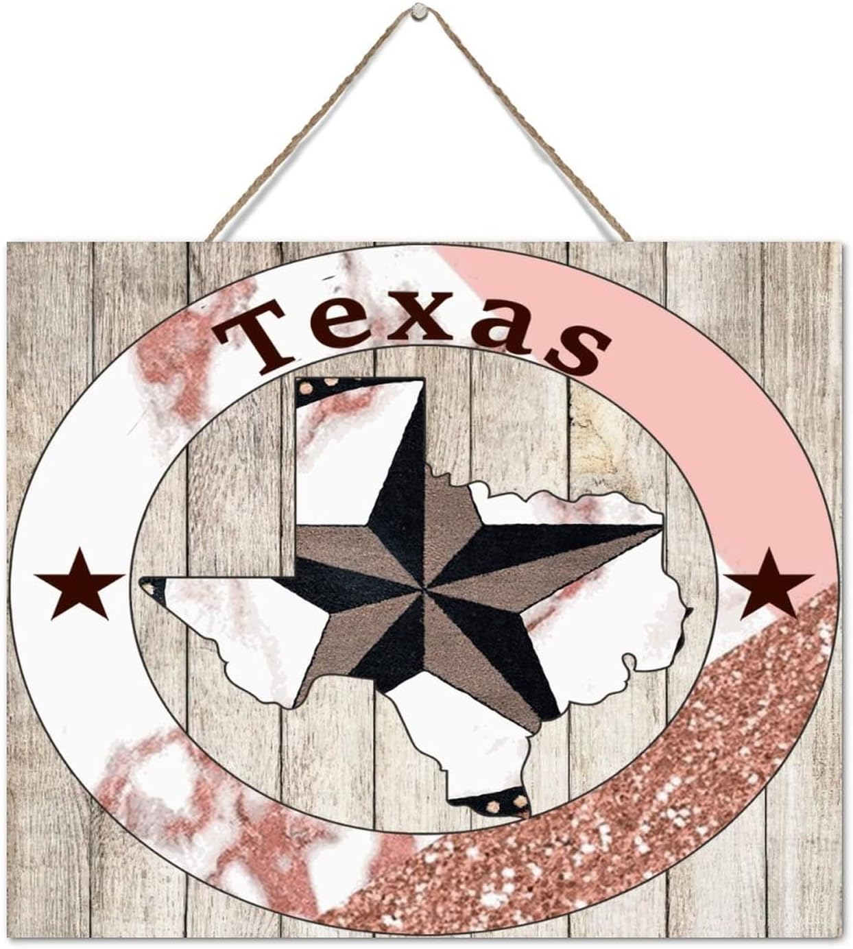 Autravelco Texas Lone Star Map Wall Art Sign
