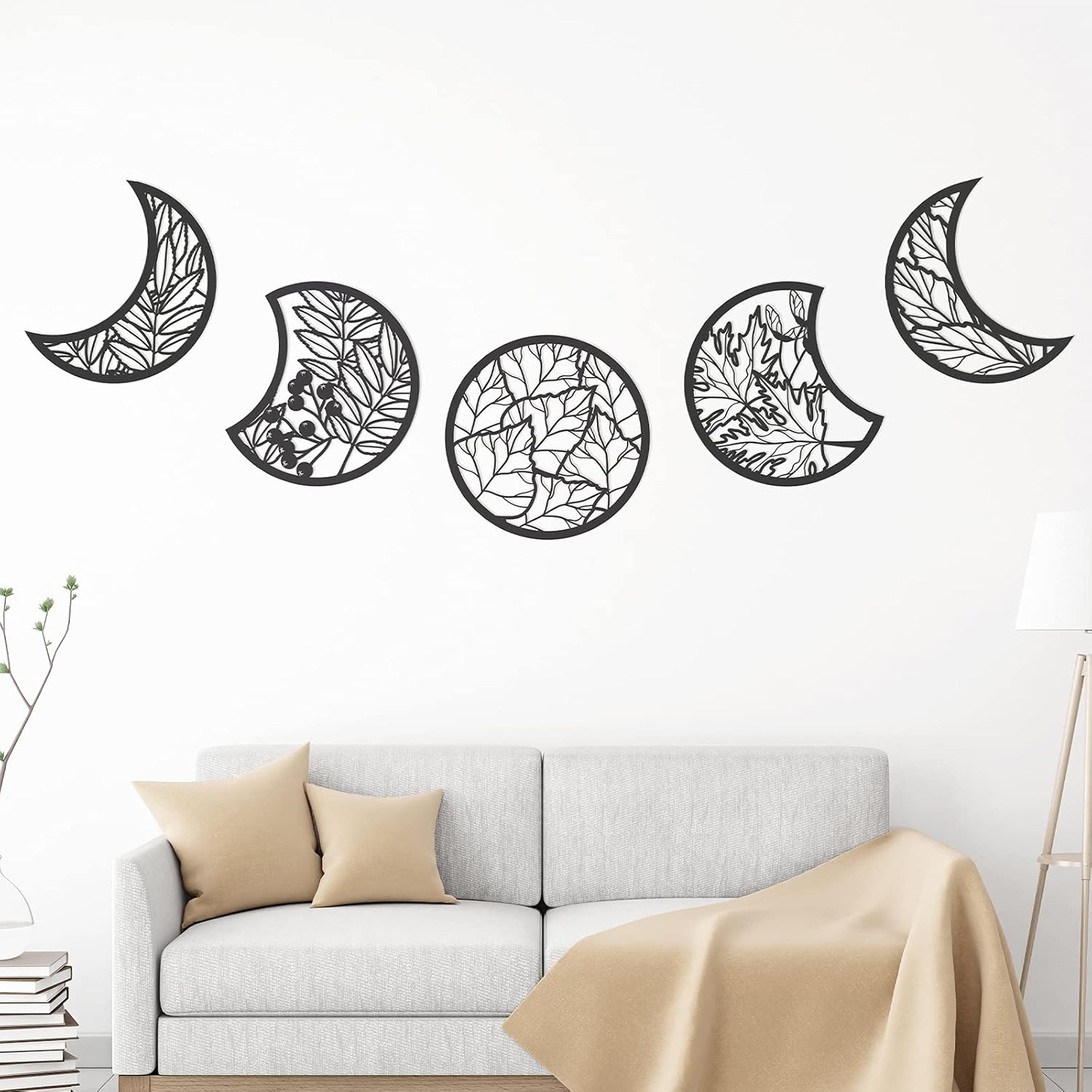 Jetec 5 Pcs Moon Phase Wall Art Decor