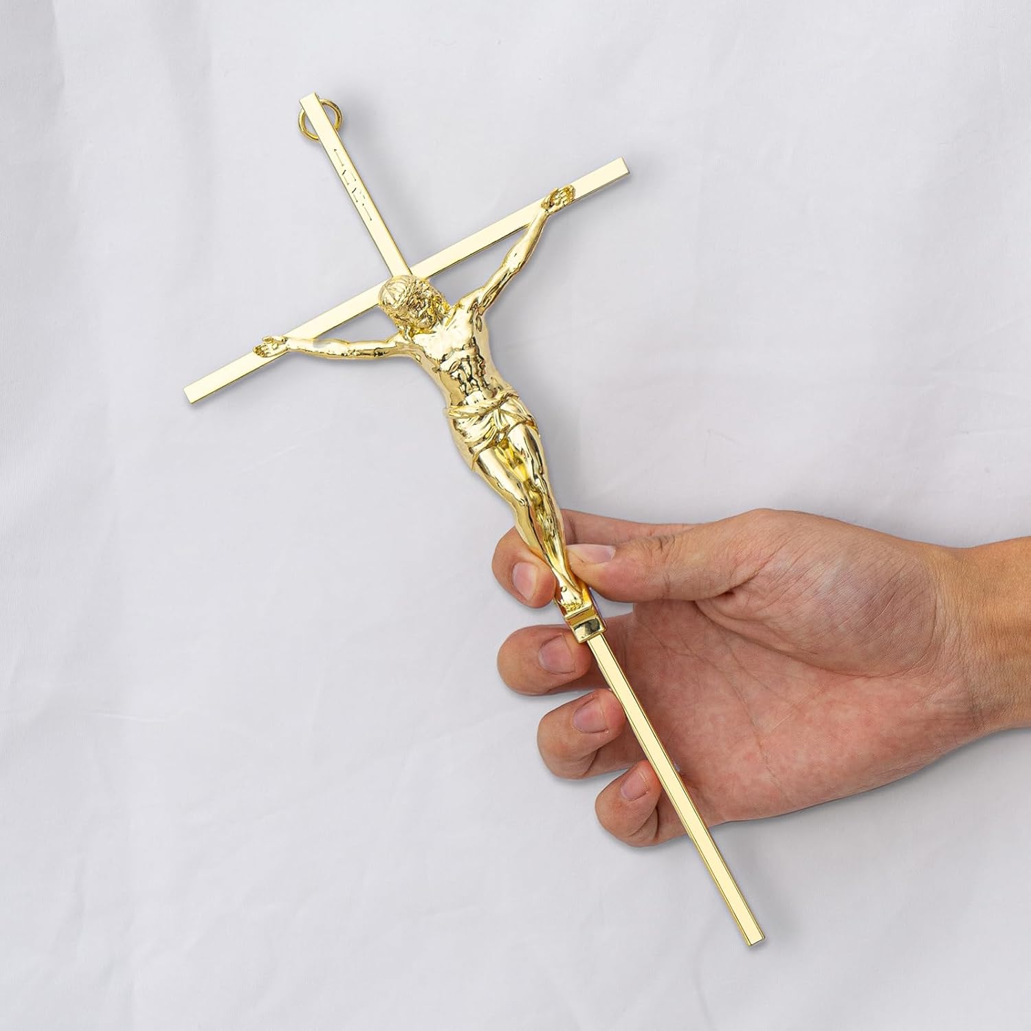 KUXBET 10 Inch Gold Metal Wall Cross Decor