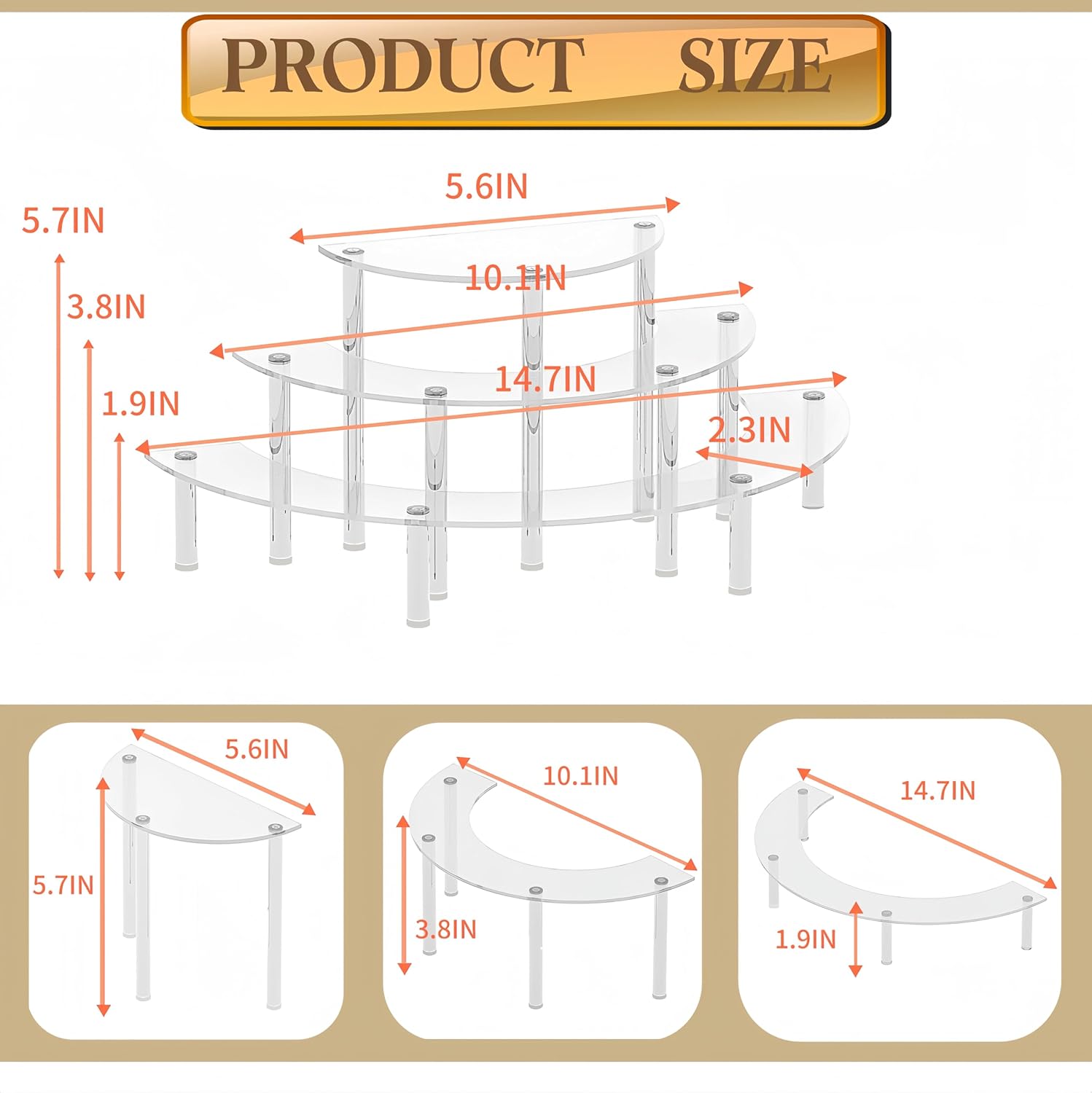 2 Pack 3 Tier Acrylic Display Risers for Cupcakes Perfume and Collections