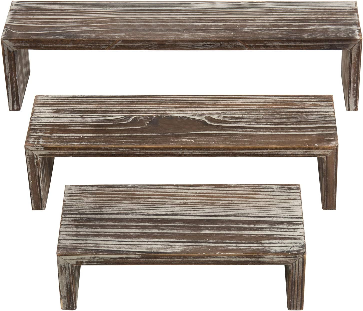 MyGift Tabletop Torched Wood Riser Stands Set of 3
