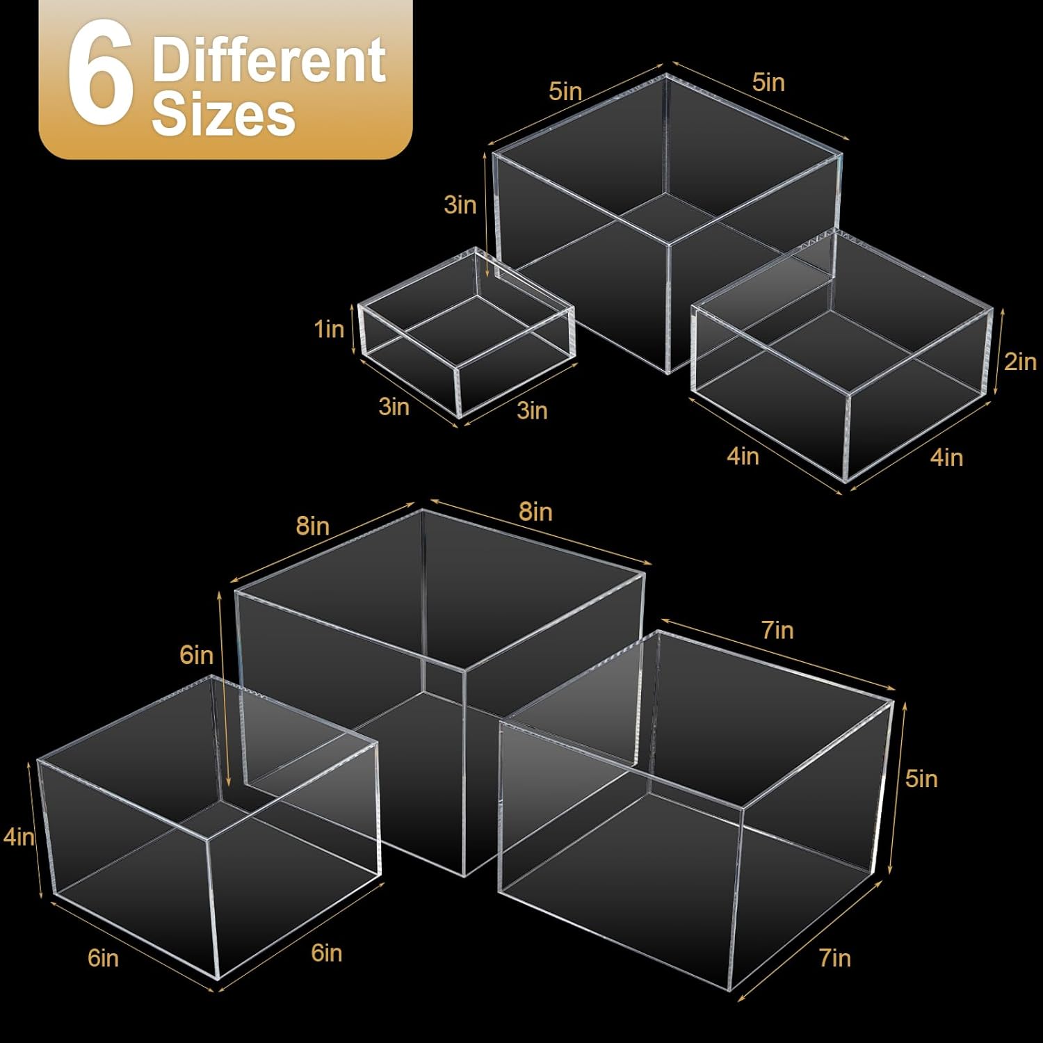 Cliselda 6Pcs Clear Acrylic Display Risers for Buffet Tables