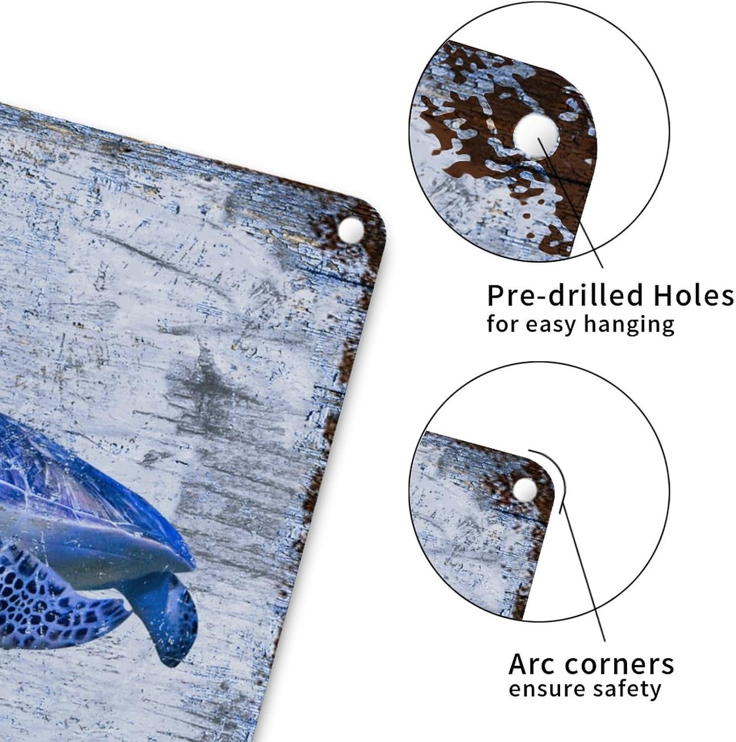 Coastal Ocean Theme Blue Sea Turtle Wall Sign 15x15in
