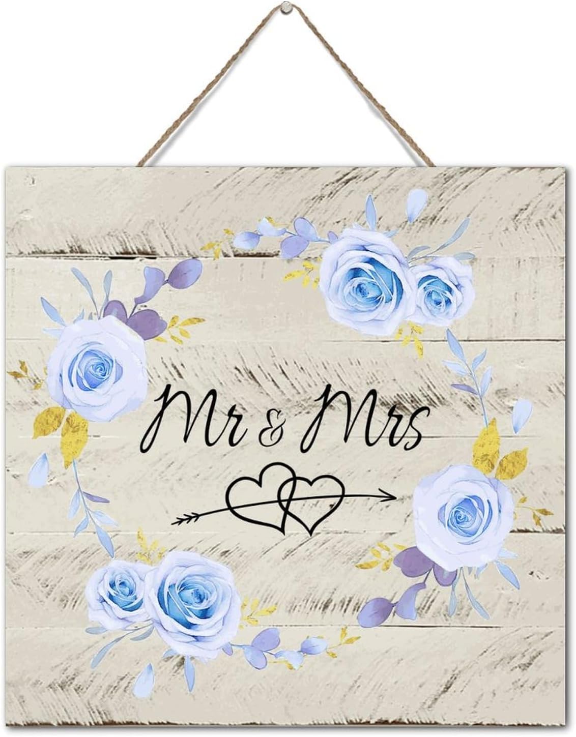 Autravelco MrMrs Wall Decor 12x12 Wood Sign