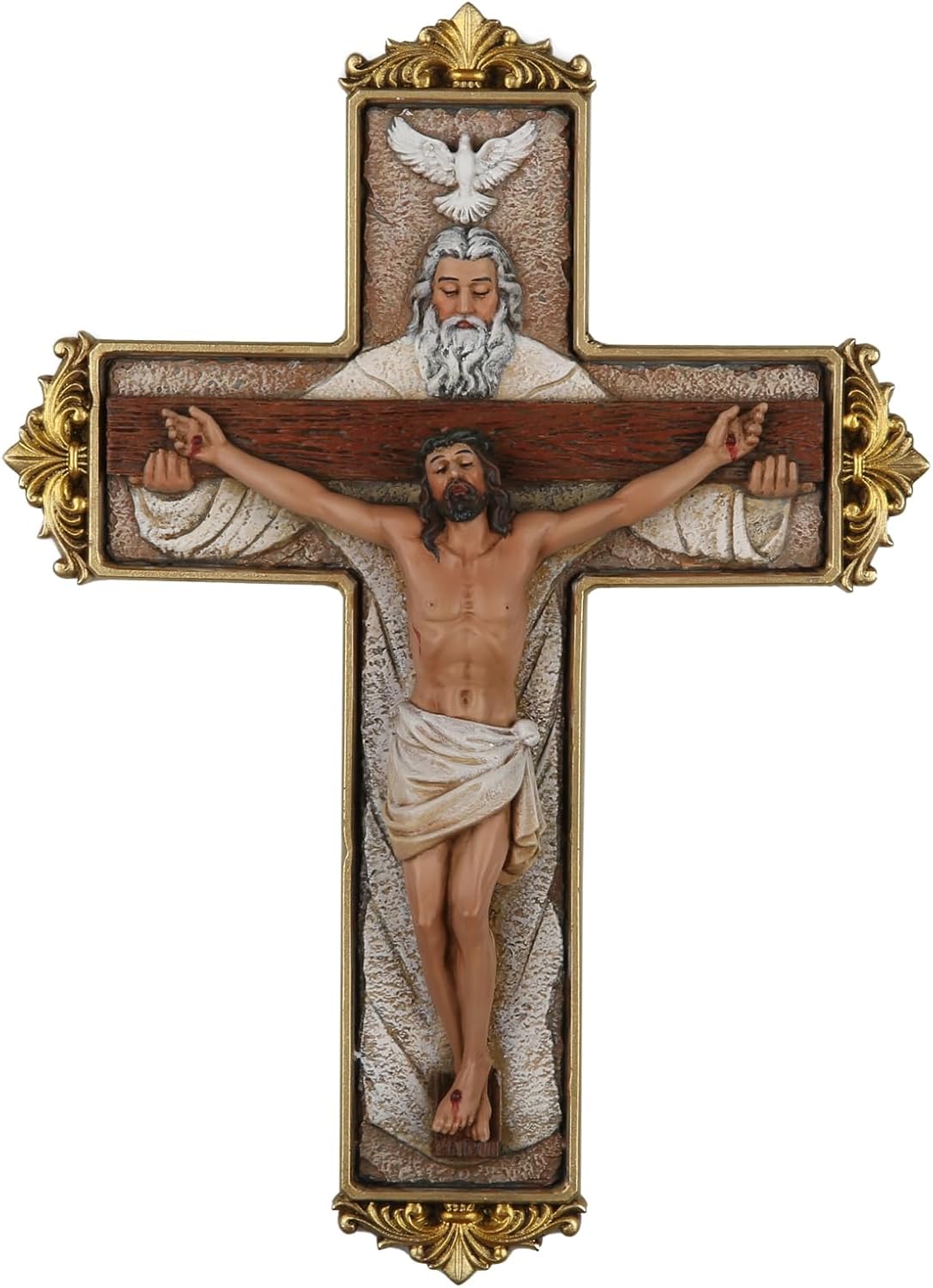 DevotedWalls Trinity Crucifix Wall Cross Hand-Crafted Catholic Art