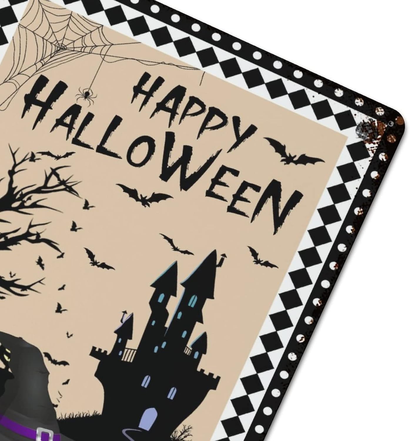Metal Halloween Witch Hat Vintage Wall Sign