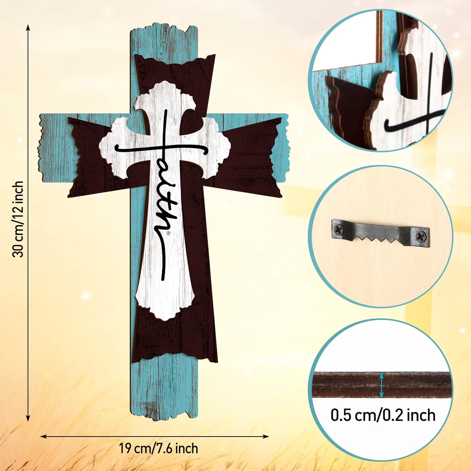 Yookeer 3 Layer Wooden Wall Cross Decor