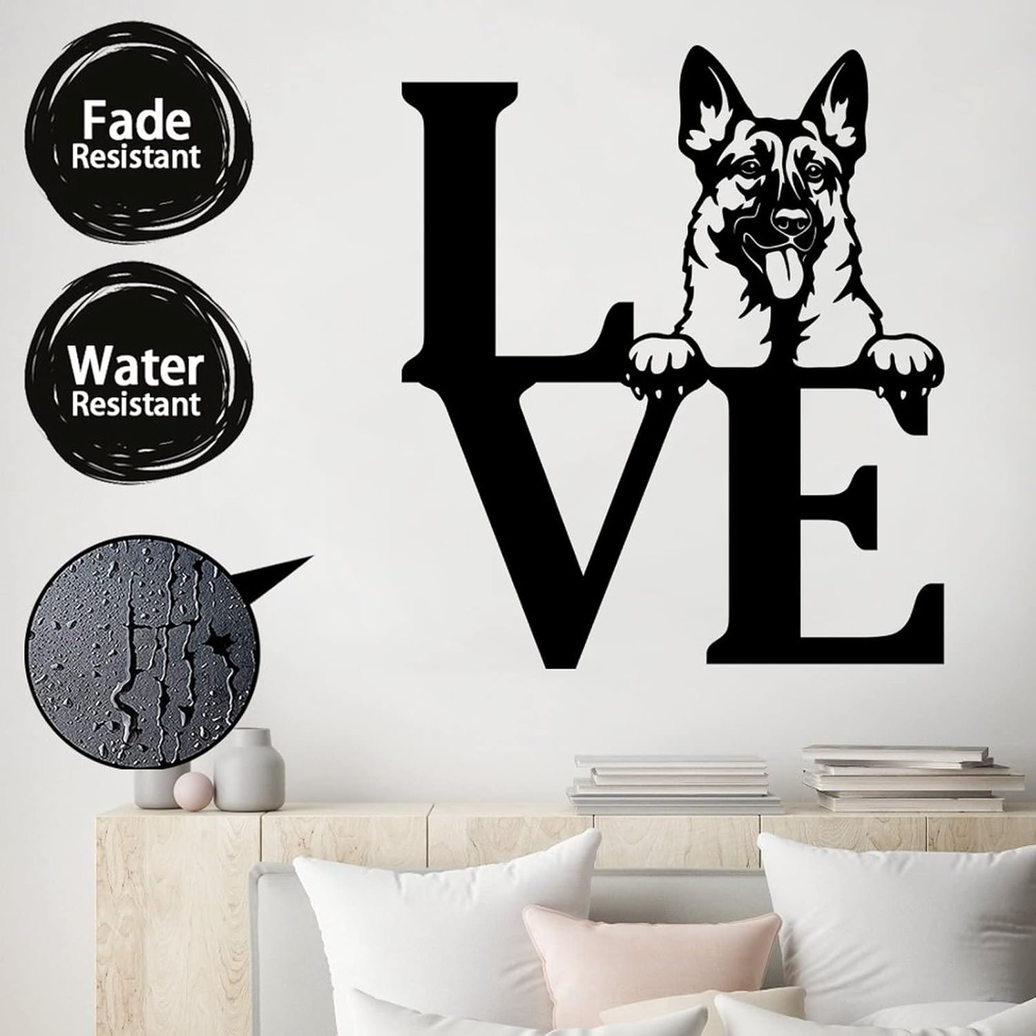 Love with Dog Cutout 14in Metal Wall Sign