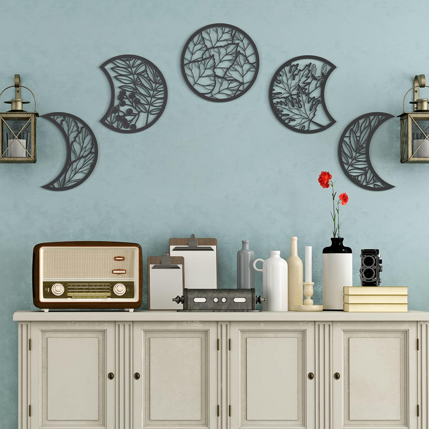 Jetec 5 Pcs Moon Phase Wall Art Decor