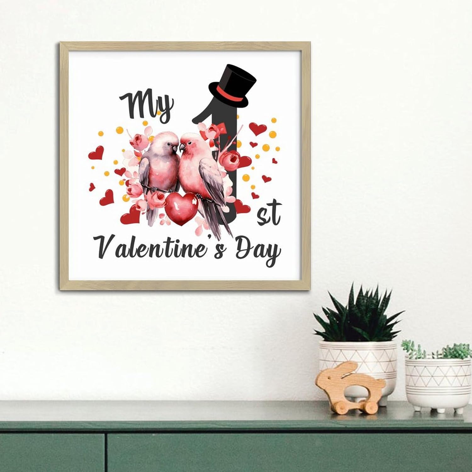 My 1st Valentines Day Birds Wall Decor Wood Sign