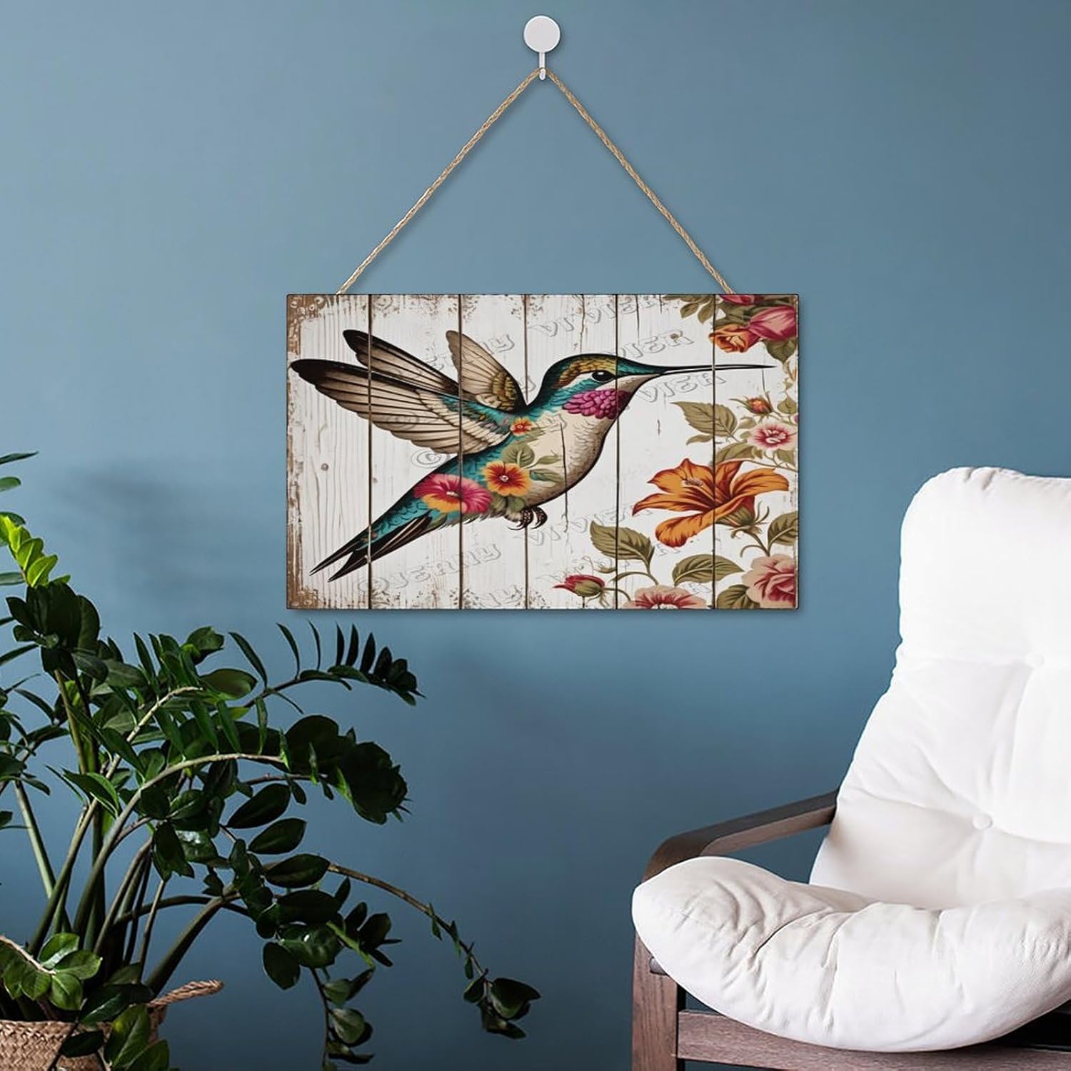 Spring Summer Hummingbird Door Sign 10x16 Welcome Decor 1