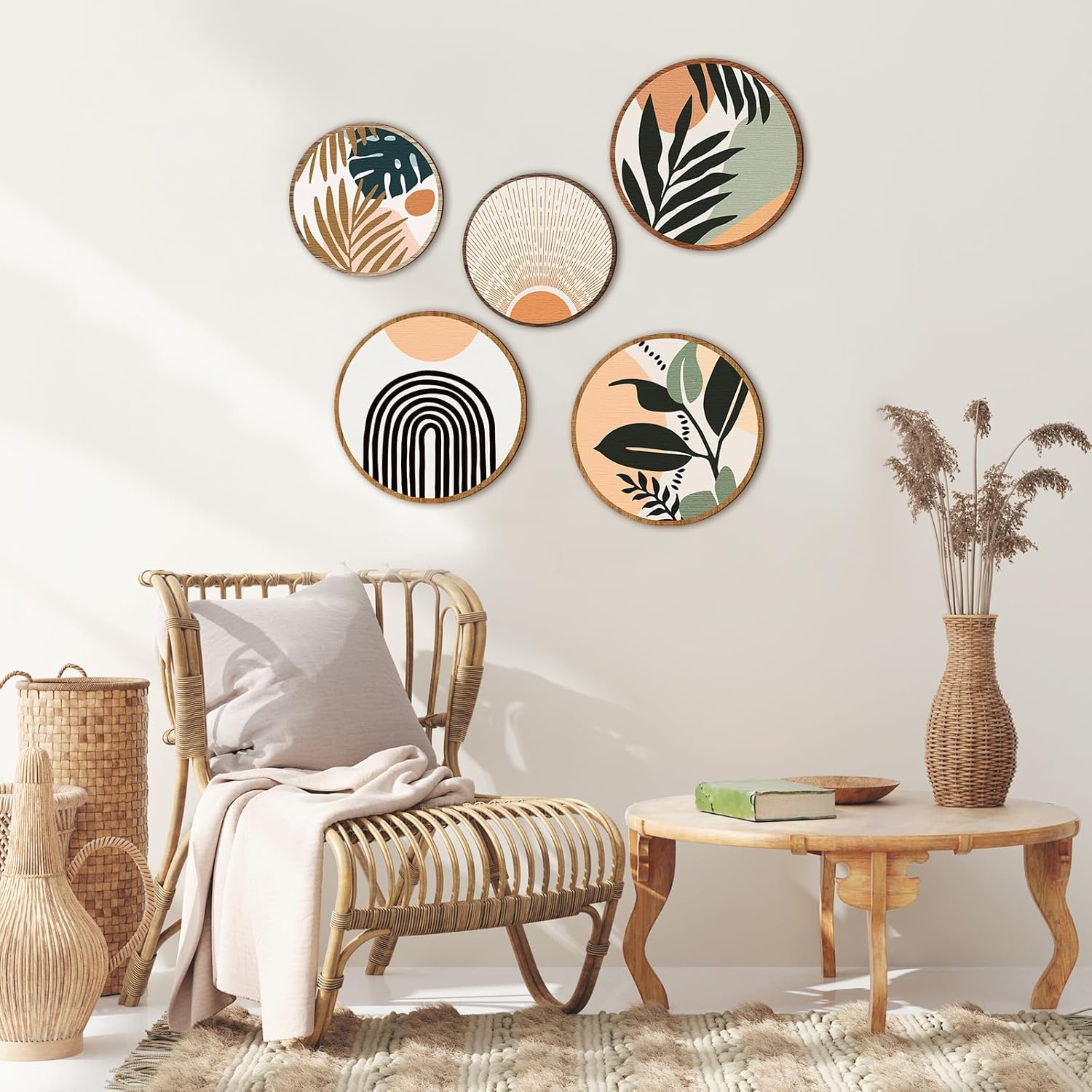 Qunclay Bohemian Wall Art Decor Set 5 Pcs