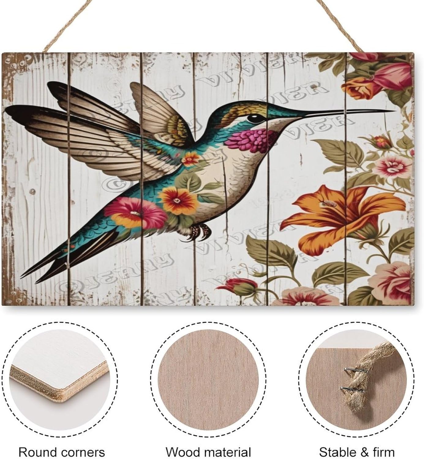 Spring Summer Hummingbird Door Sign 10x16 Welcome Decor 1