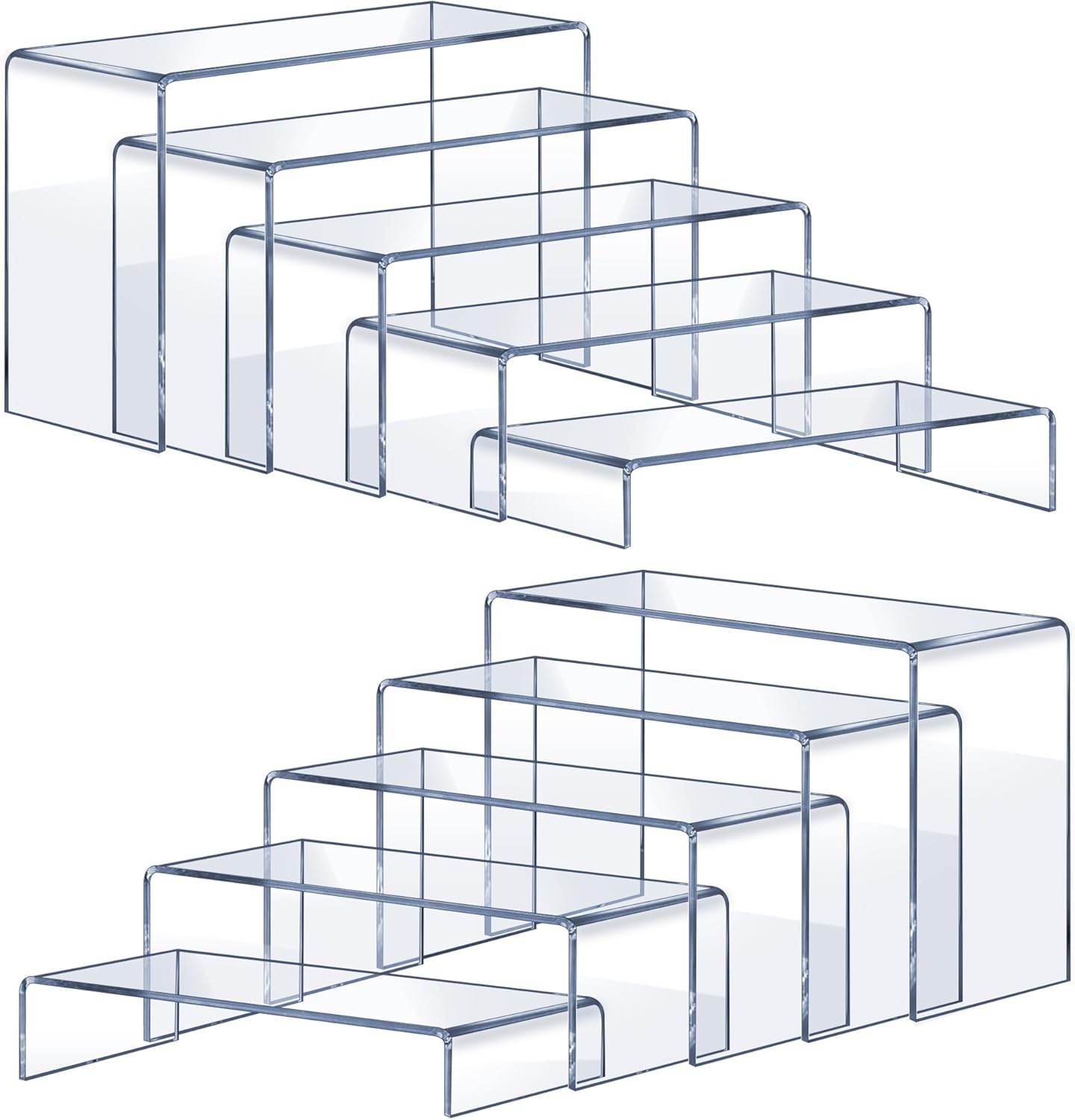 OVNTHYK Acrylic Display Risers - 2 Sets 10 Pcs Clear Rectangular Risers