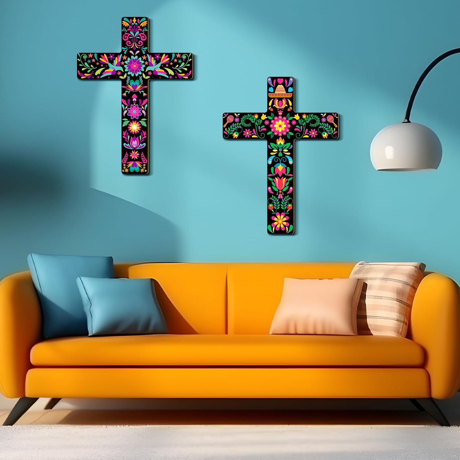 Pinkunn 2 Pcs Mexican Cross Wall Decor Decorations