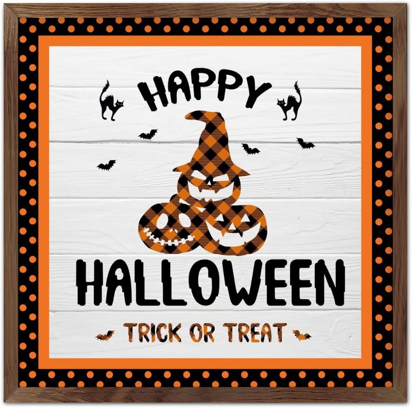 Happy Halloween Wood Framed Wall Decor Sign
