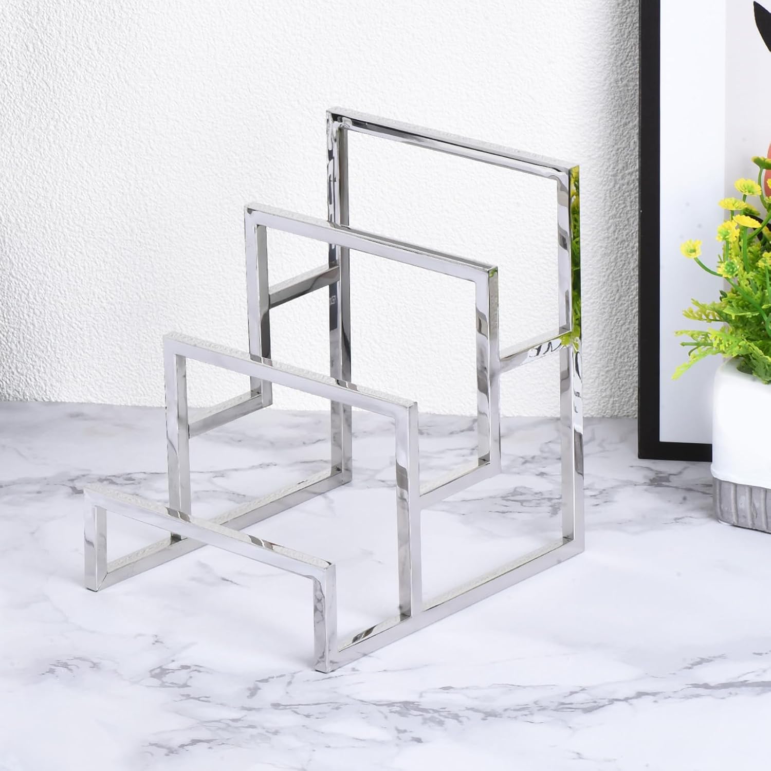 Uxcell Clutch Purse 3 Layer Display Stand - Silver 2Pcs