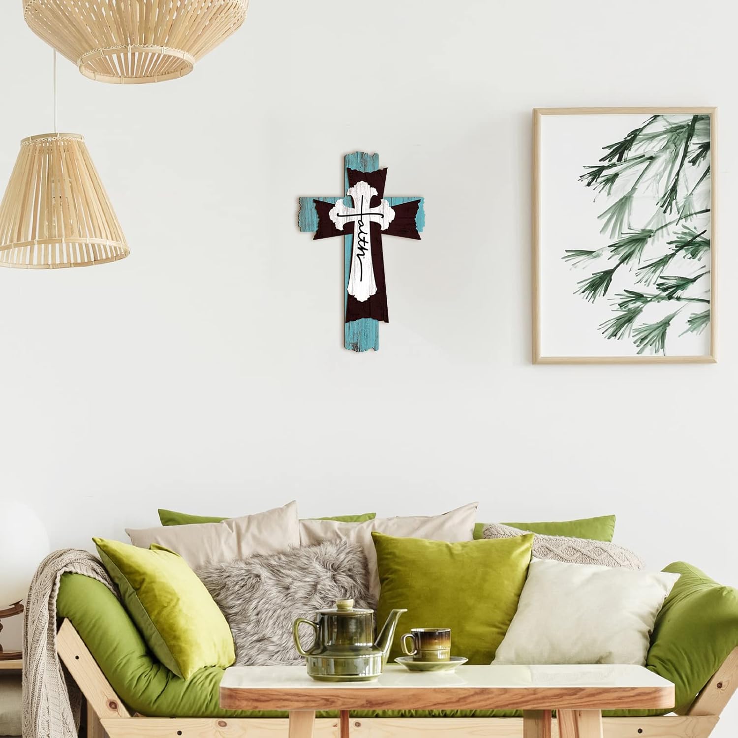 Yookeer 3 Layer Wooden Wall Cross Decor