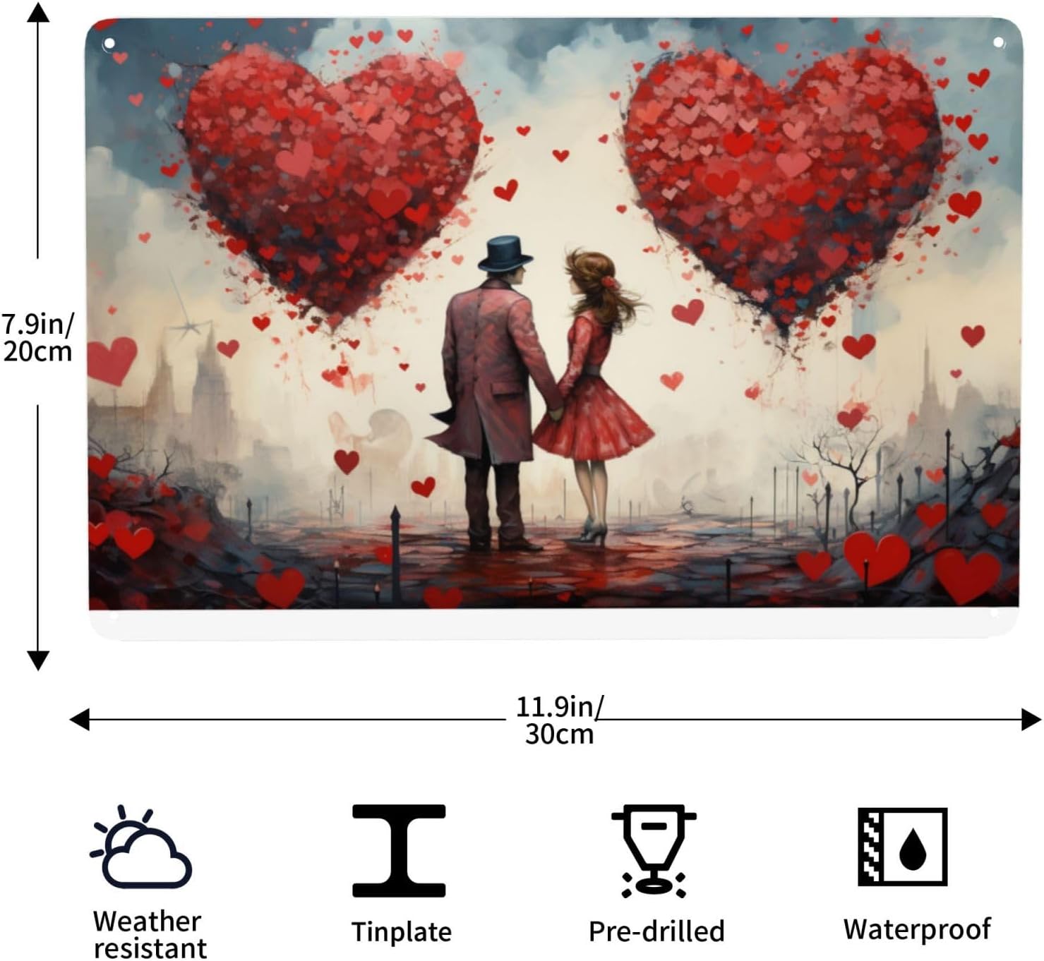 Urban Love Oasis Floating Hearts Tin Sign