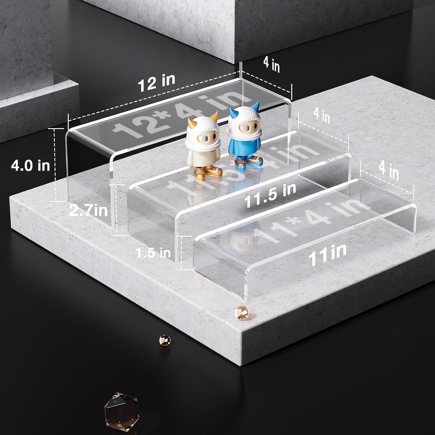 Acina 6Pcs Acrylic Display Risers for Collectibles