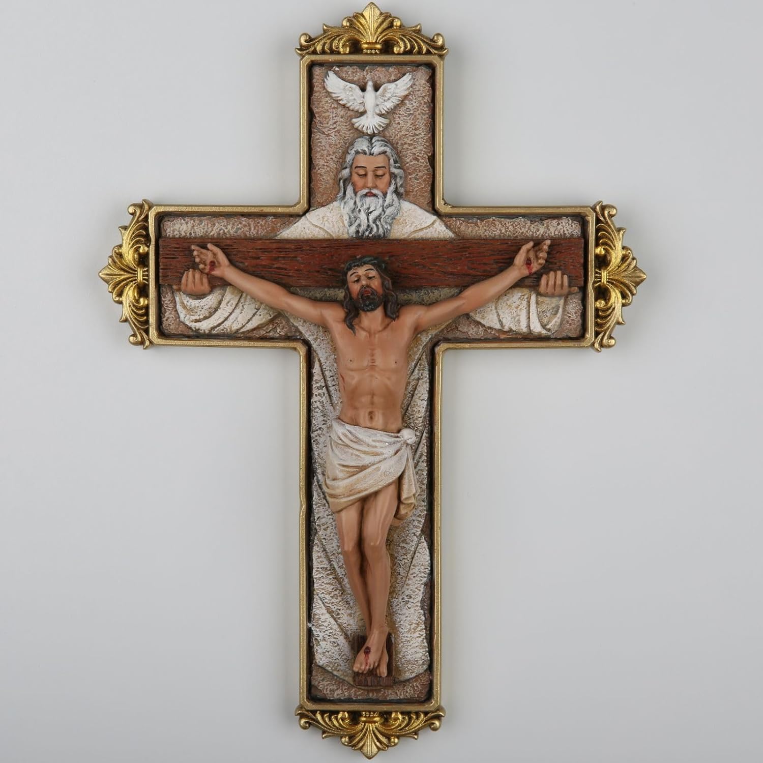 DevotedWalls Trinity Crucifix Wall Cross Hand-Crafted Catholic Art