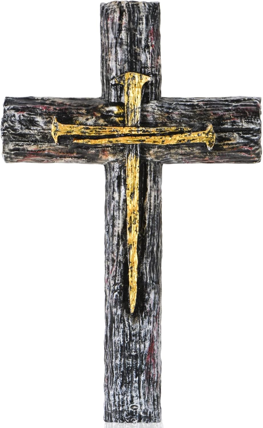 NCPLYGOU Rustic Wall Cross Decor with Golden Nail
