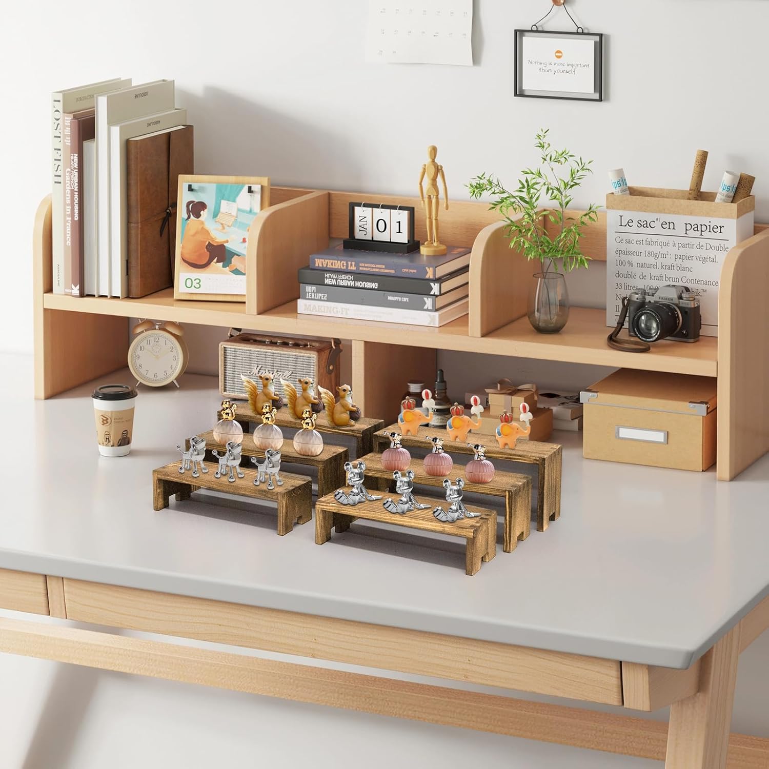 Yikaroeli 6 Piece 3 Tier Wooden Display Riser Stand