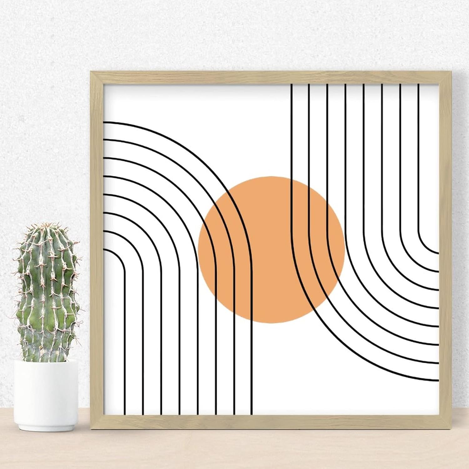 Geometry Orange Wood Wall Decor Sign 12x12in