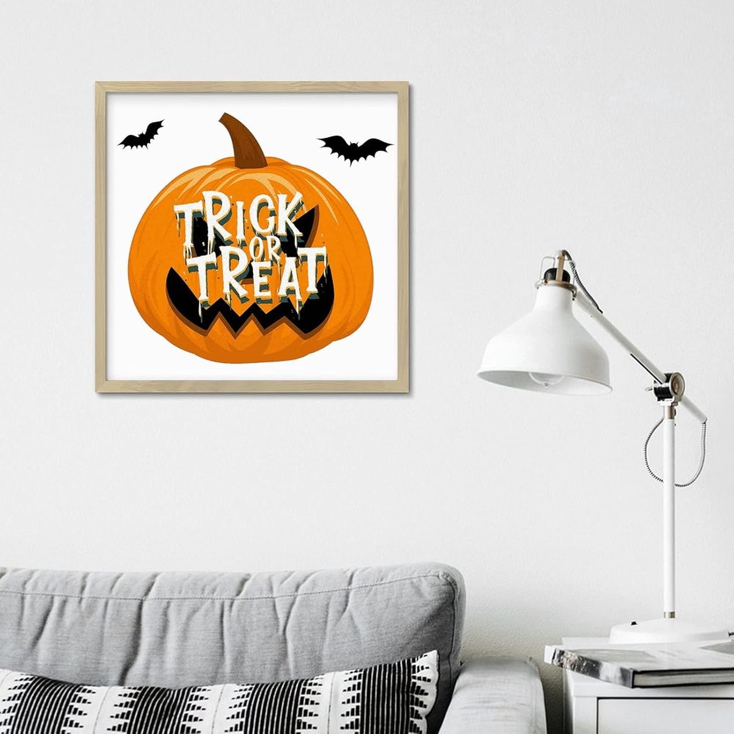 Happy Halloween Wood Framed Pumpkin Wall Sign