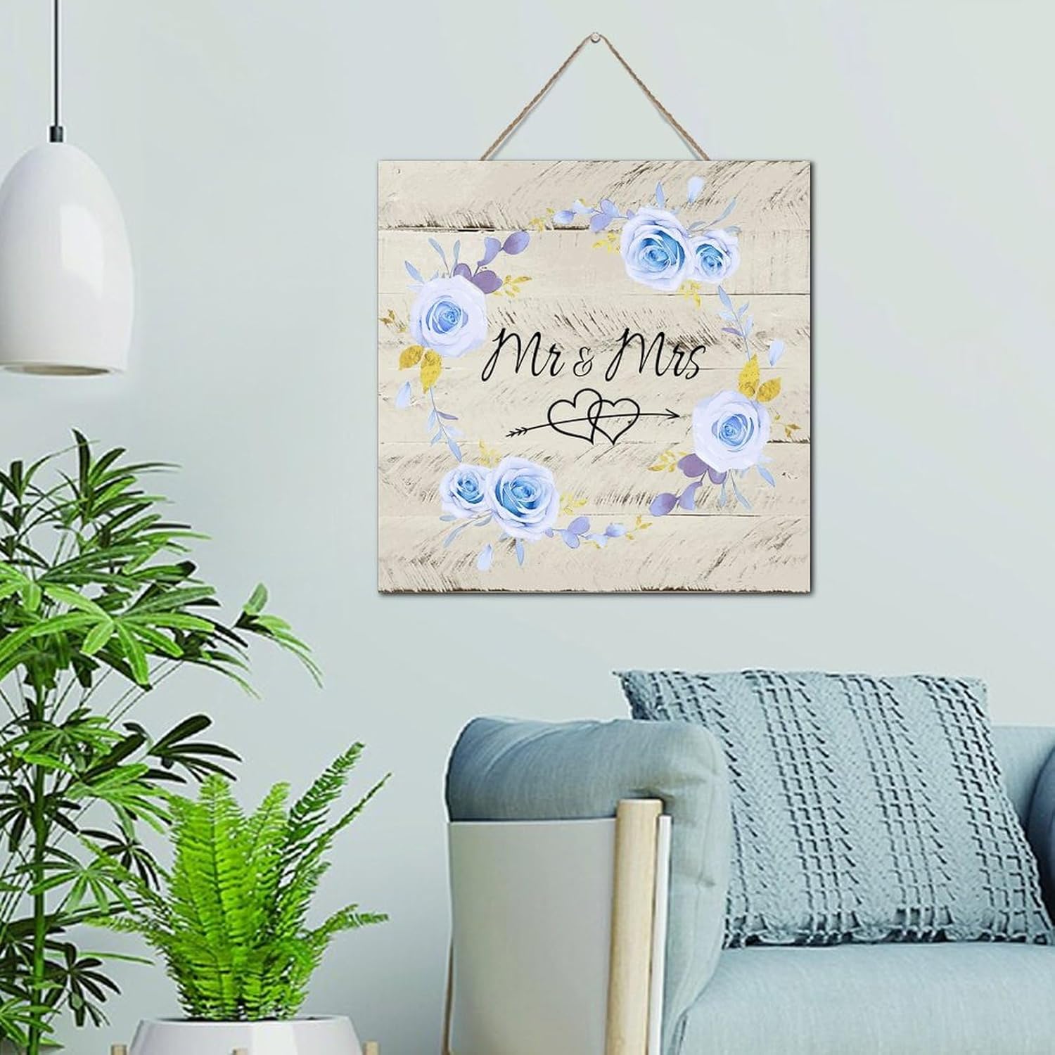 Autravelco MrMrs Wall Decor 12x12 Wood Sign