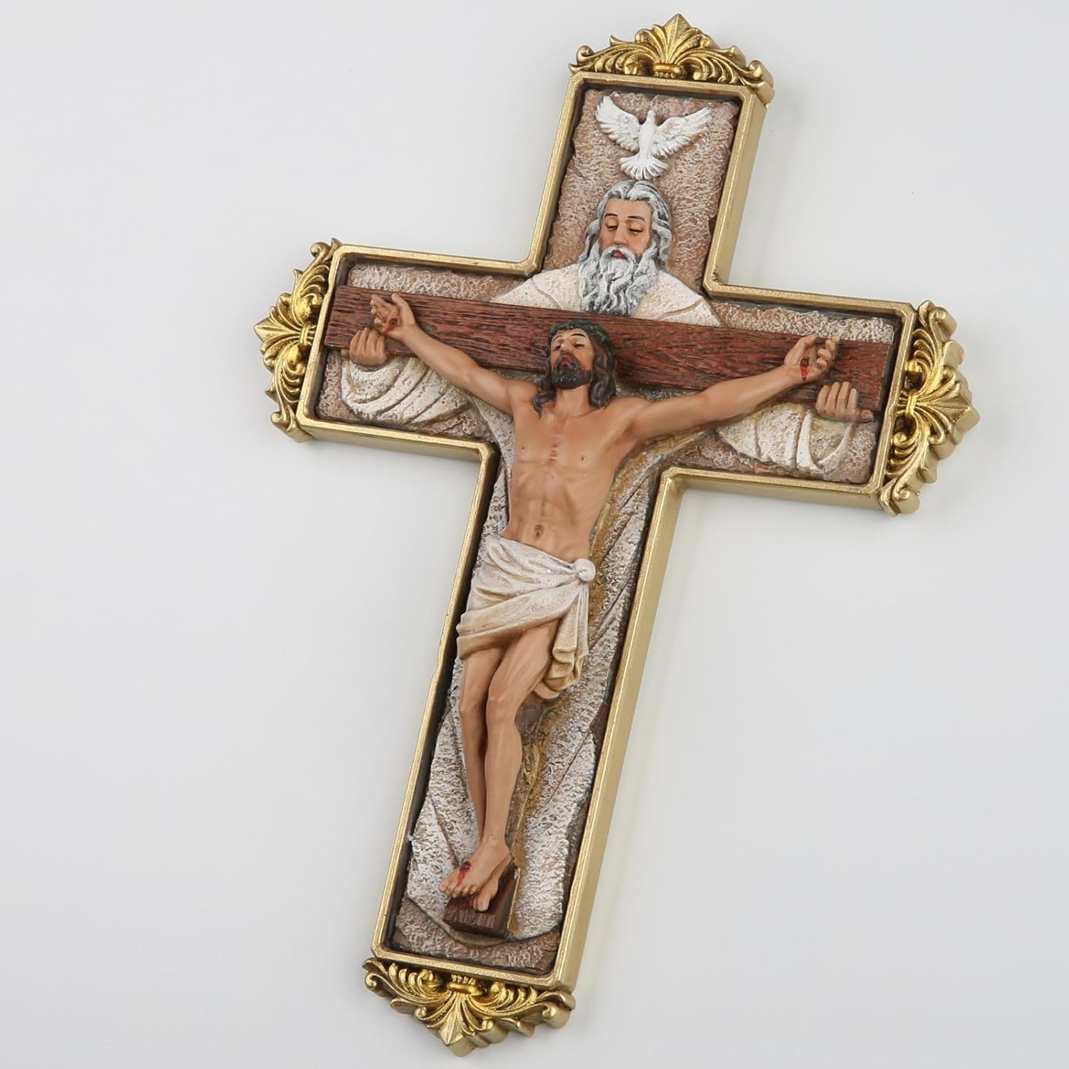 DevotedWalls Trinity Crucifix Wall Cross Hand-Crafted Catholic Art