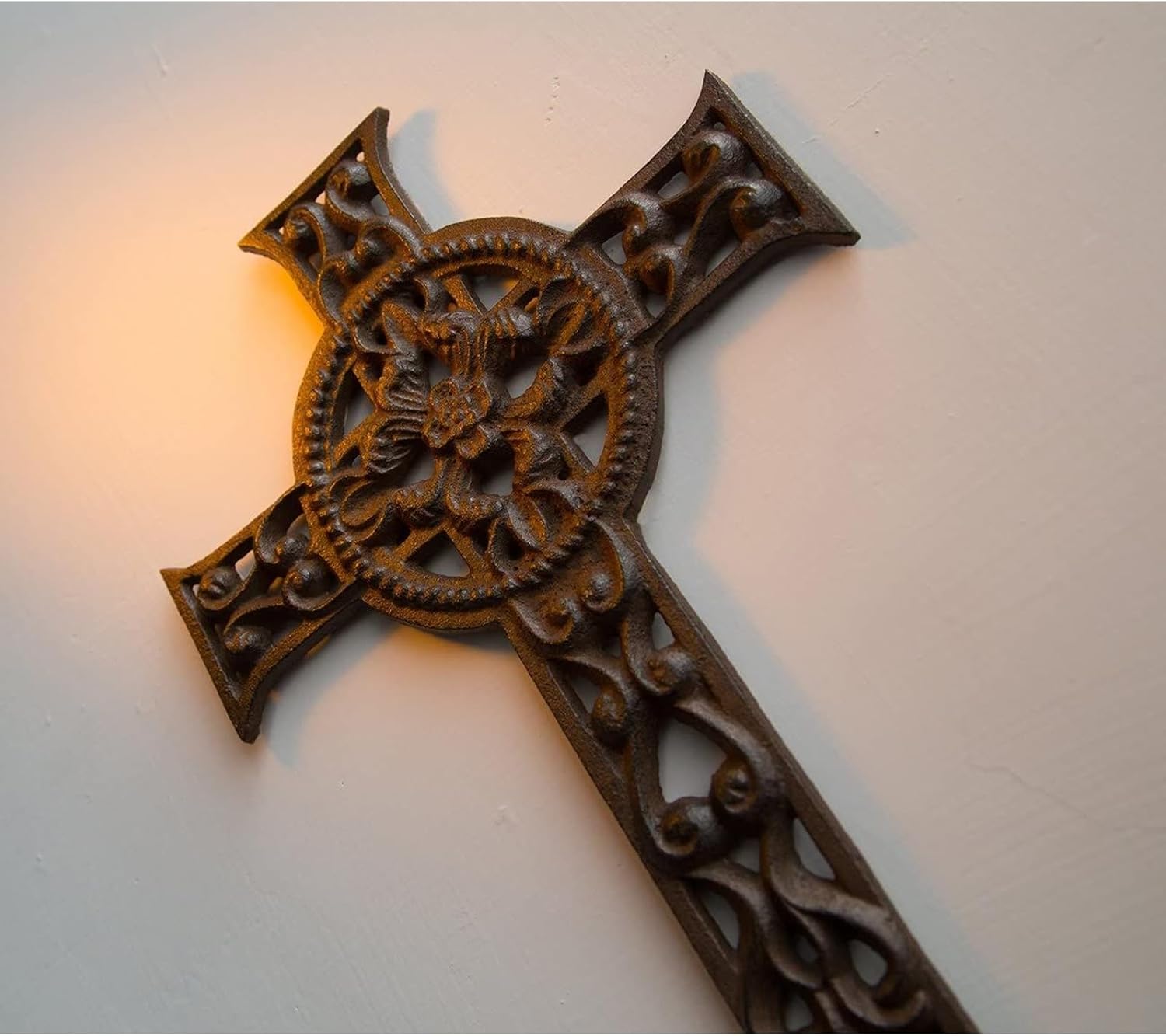 Juvale Dark Bronze Wrought Iron Celtic Cross Wall Decor