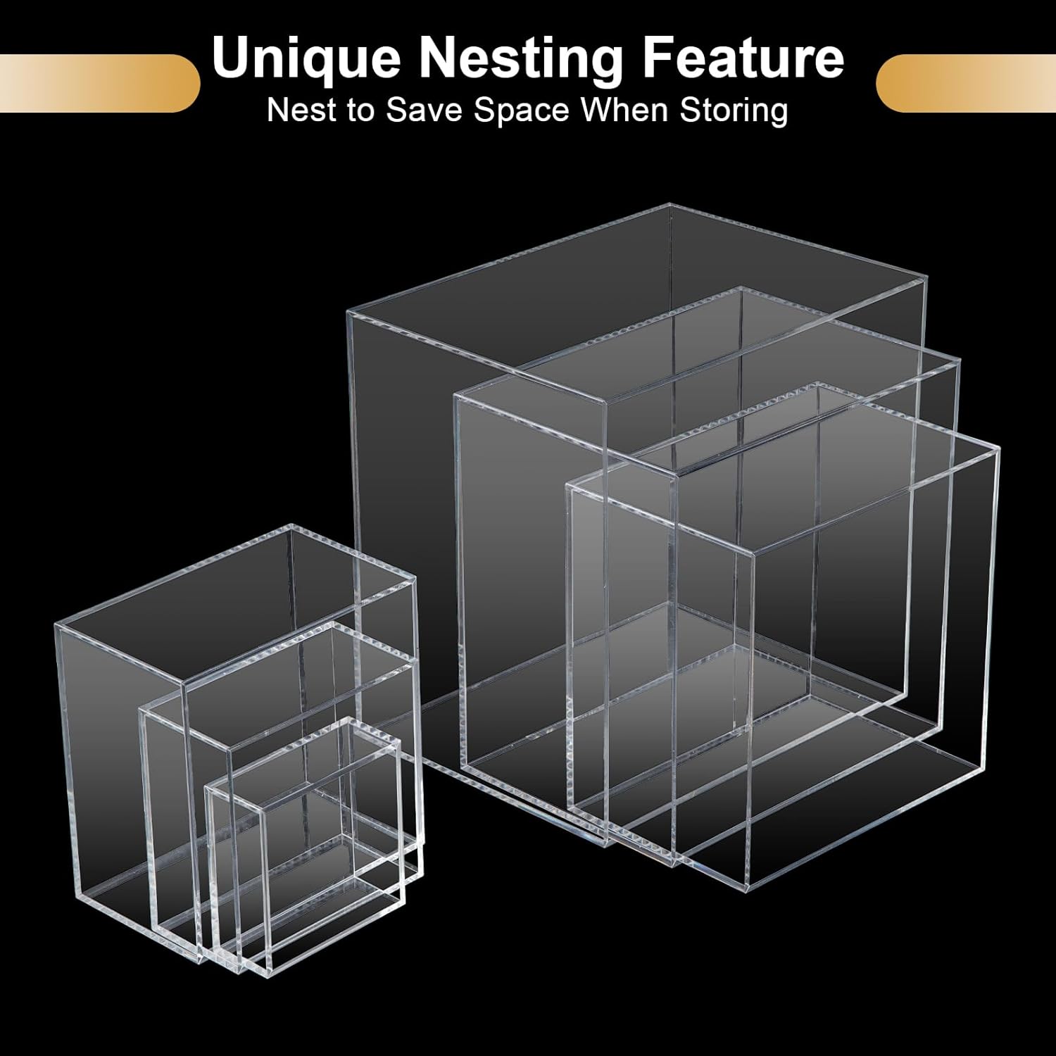 Cliselda 6Pcs Clear Acrylic Display Risers for Buffet Tables