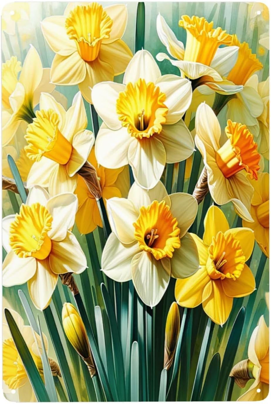 Beautiful Flowers Daffodil Metal Wall Art Sign Decor
