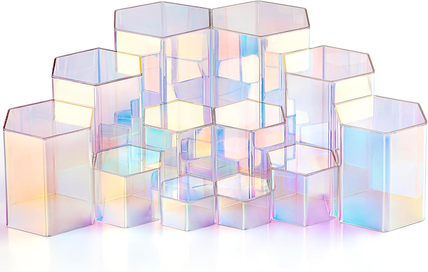 Jetec 12 Pcs Acrylic Hexagonal Jewelry Display Risers