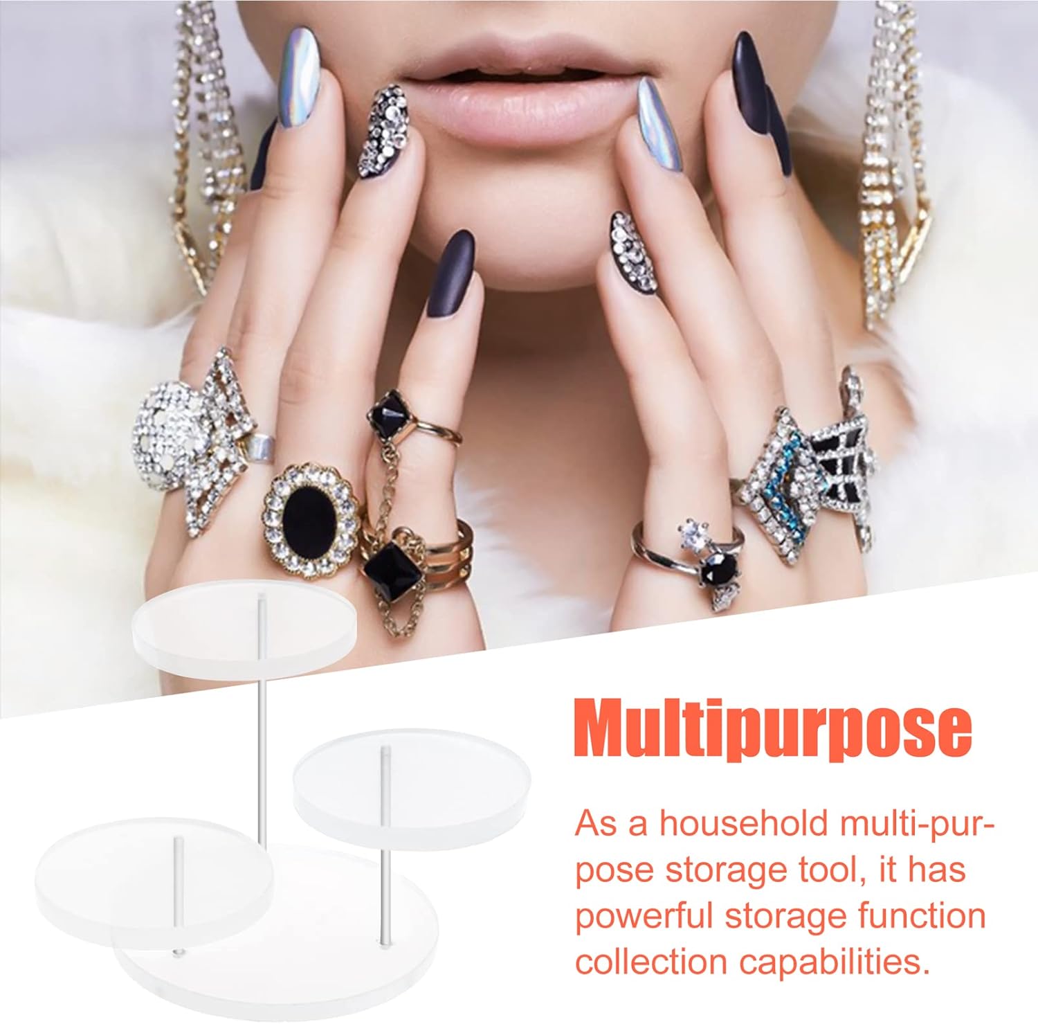Mini Acrylic Display Riser 3 Tier Round Ring Stand