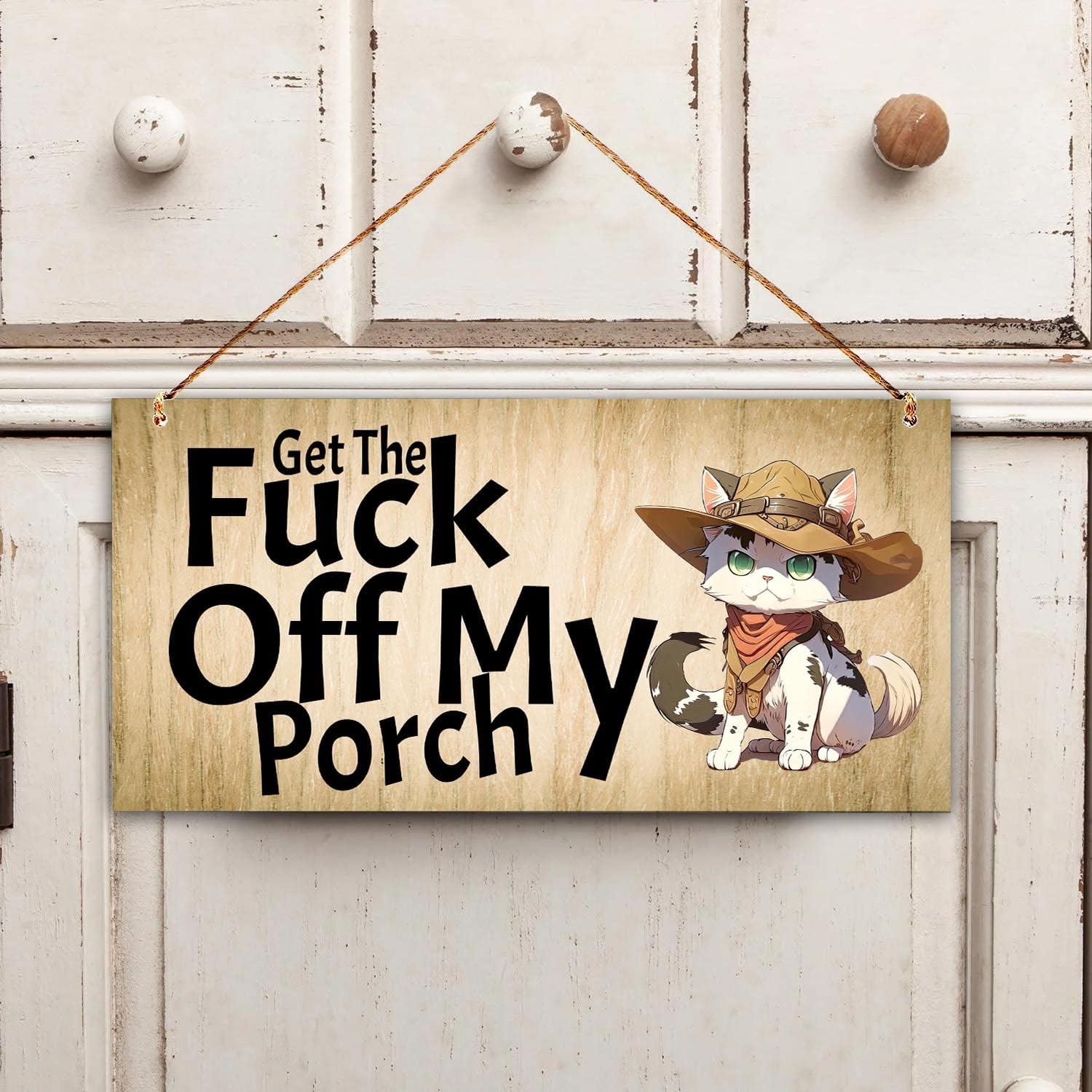 Funny Wooden Front Door Sign 12x6 Inch Decor