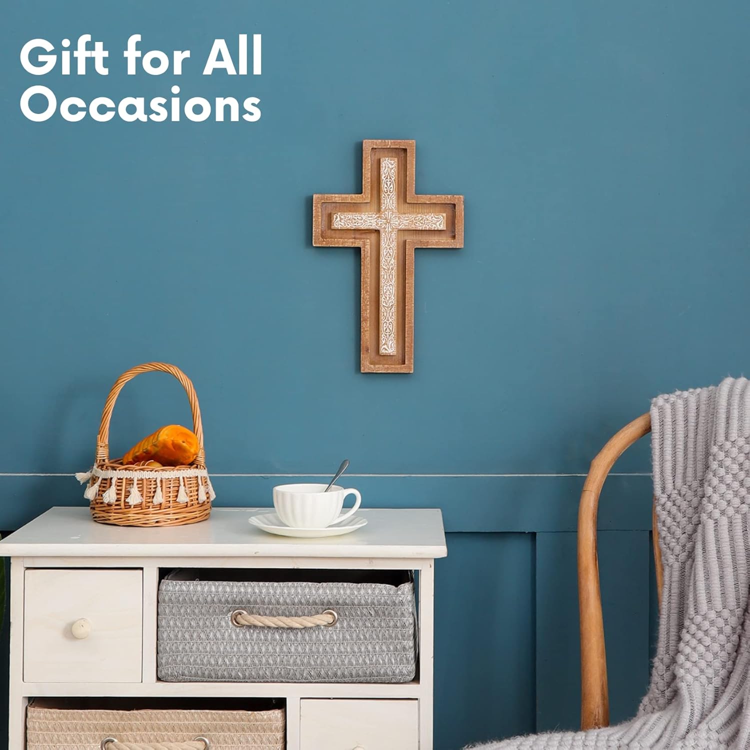 Baysbai Modern Wooden Wall Cross Decor