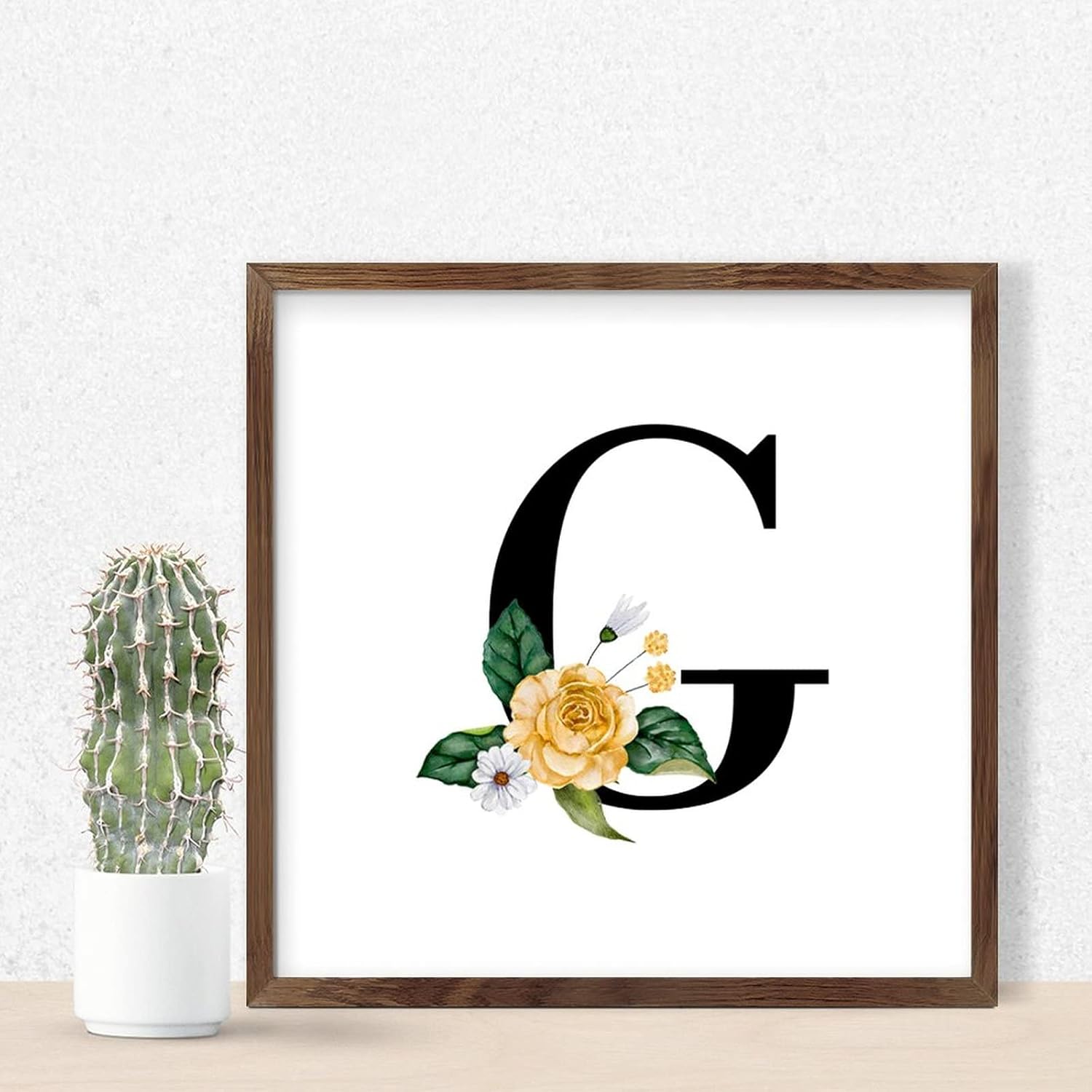 Funny Wood Framed Black Monogram Initial G Sign
