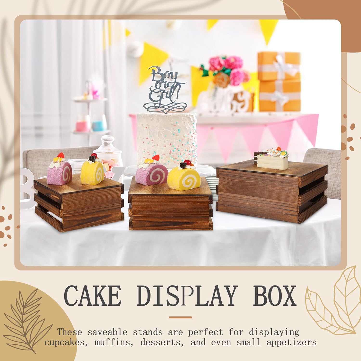 Nitial 4 Pcs Wood Display Risers for Cupcakes and Desserts