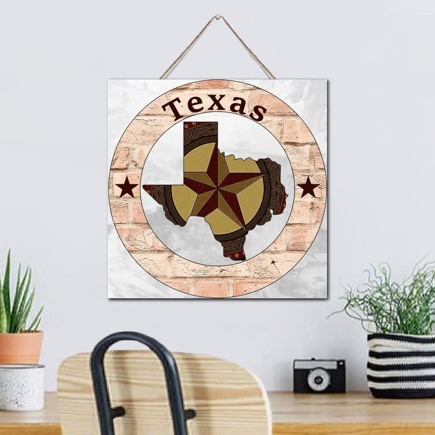 Autravelco Texas Lone Star Wall Sign 12x12 Inch